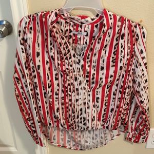 Asilio animal print red white striped blouse size US 2 XS